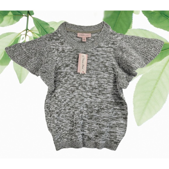 Philosophy Republic Clothing Sweaters - Philosophy Sz SP Whimsical Flutter Sleeve Mock Neck Knitted Sweater Women